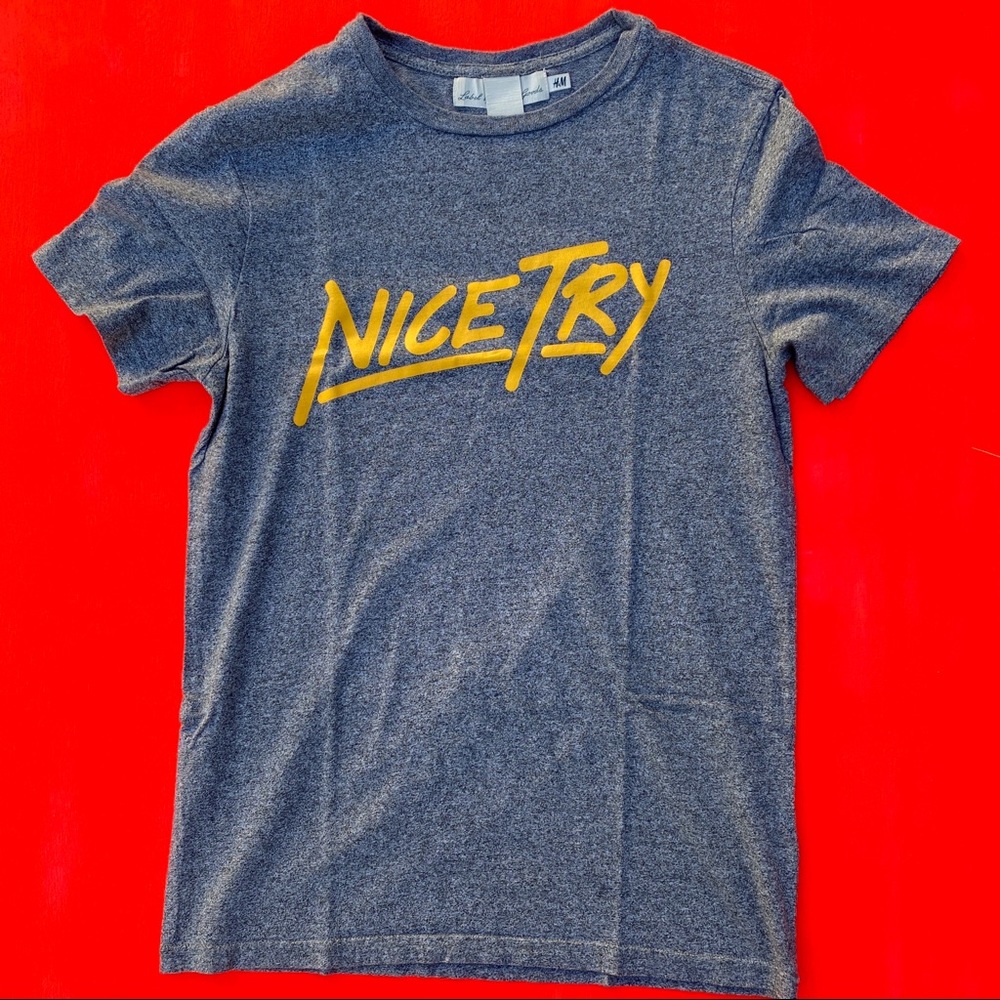 Heather Grey, text print T-shirt